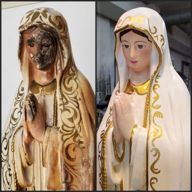 Statue Restored After Fire Damage